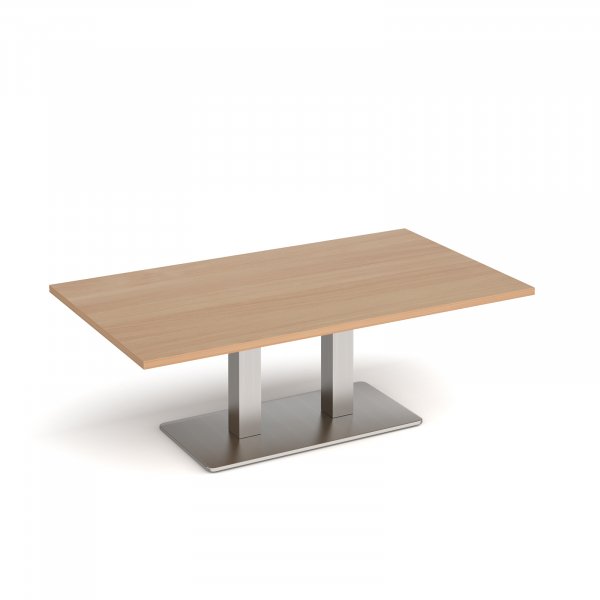 Coffee Table | 1400 x 800mm | 490mm High | Beech | Brushed Steel Base | Eros