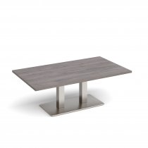 Coffee Table | 1400 x 800mm | 490mm High | Grey Oak | Brushed Steel Base | Eros