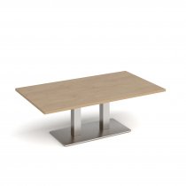 Coffee Table | 1400 x 800mm | 490mm High | Kendal Oak | Brushed Steel Base | Eros