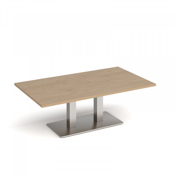 Coffee Table | 1400 x 800mm | 490mm High | Kendal Oak | Brushed Steel Base | Eros