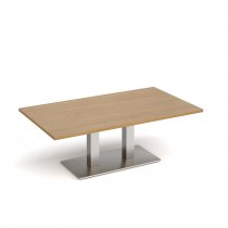 Coffee Table | 1400 x 800mm | 490mm High | Oak | Brushed Steel Base | Eros