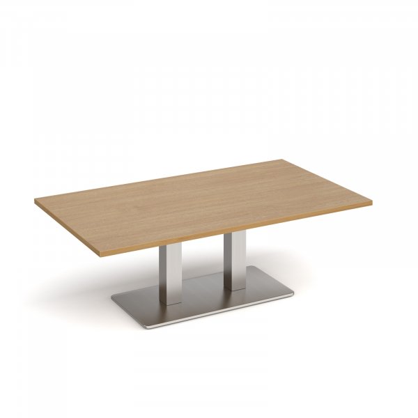 Coffee Table | 1400 x 800mm | 490mm High | Oak | Brushed Steel Base | Eros