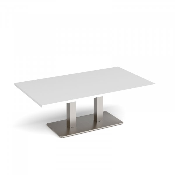 Coffee Table | 1400 x 800mm | 490mm High | White | Brushed Steel Base | Eros