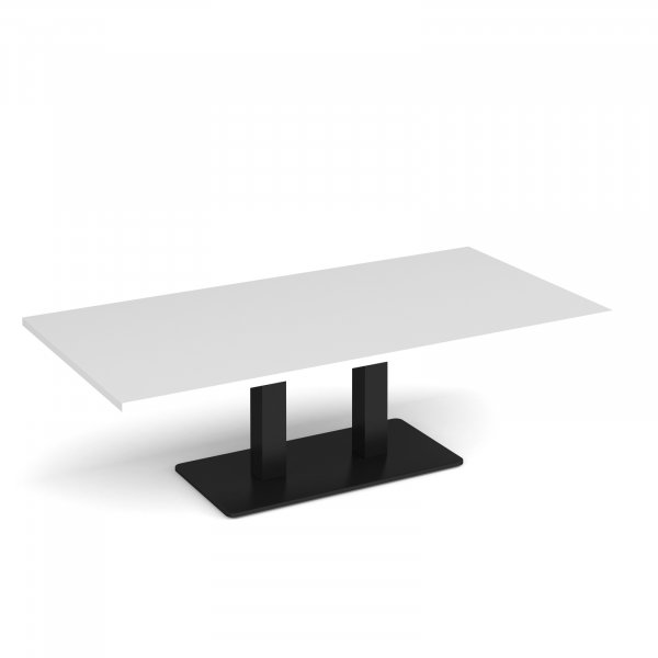 Coffee Table | 1600 x 800mm | 490mm High | White | Black Base | Eros