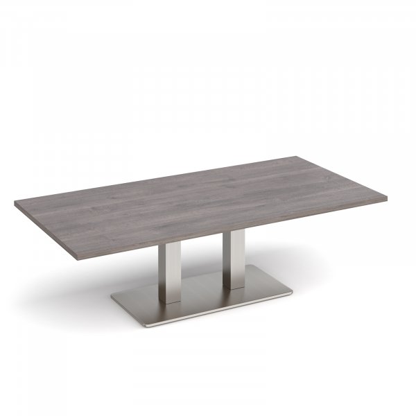 Coffee Table | 1600 x 800mm | 490mm High | Grey Oak | Brushed Steel Base | Eros