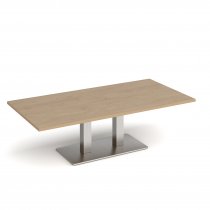 Coffee Table | 1600 x 800mm | 490mm High | Kendal Oak | Brushed Steel Base | Eros