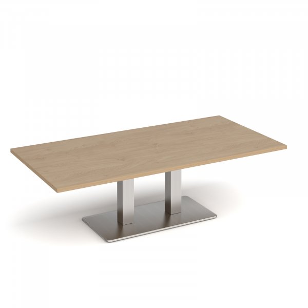 Coffee Table | 1600 x 800mm | 490mm High | Kendal Oak | Brushed Steel Base | Eros