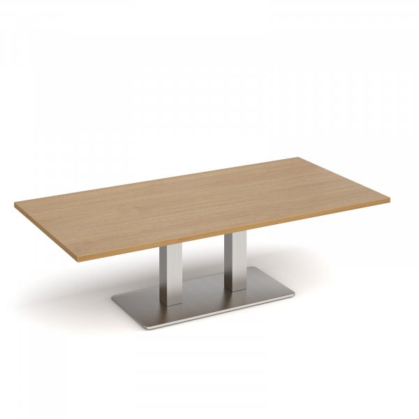 Coffee Table | 1600 x 800mm | 490mm High | Oak | Brushed Steel Base | Eros