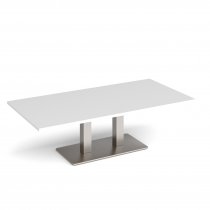 Coffee Table | 1600 x 800mm | 490mm High | White | Brushed Steel Base | Eros