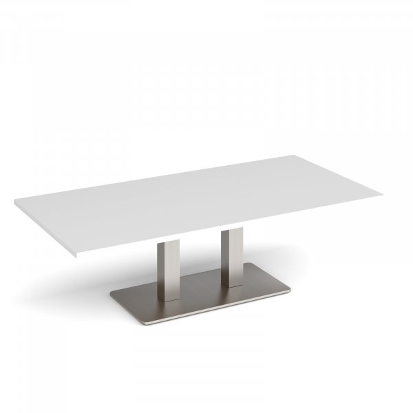 Coffee Table | 1600 x 800mm | 490mm High | White | Brushed Steel Base | Eros