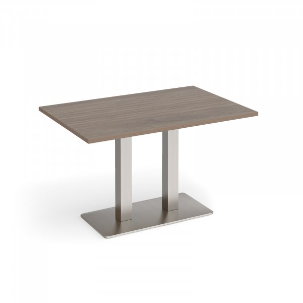 Café Table | 1200 x 800mm | 725mm High | Barcelona Walnut | Brushed Steel Base | Eros