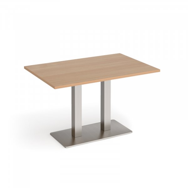 Café Table | 1200 x 800mm | 725mm High | Beech | Brushed Steel Base | Eros