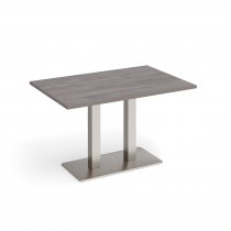 Café Table | 1200 x 800mm | 725mm High | Grey Oak | Brushed Steel Base | Eros