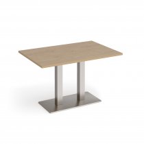 Café Table | 1200 x 800mm | 725mm High | Kendal Oak | Brushed Steel Base | Eros