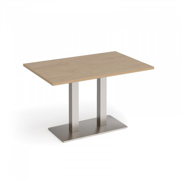 Café Table | 1200 x 800mm | 725mm High | Kendal Oak | Brushed Steel Base | Eros