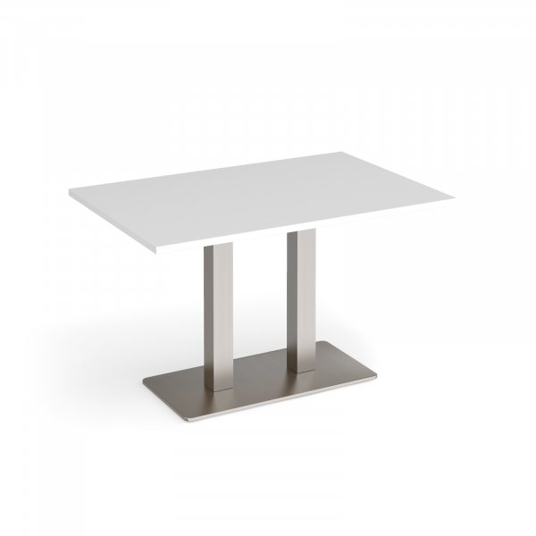 Café Table | 1200 x 800mm | 725mm High | White | Brushed Steel Base | Eros