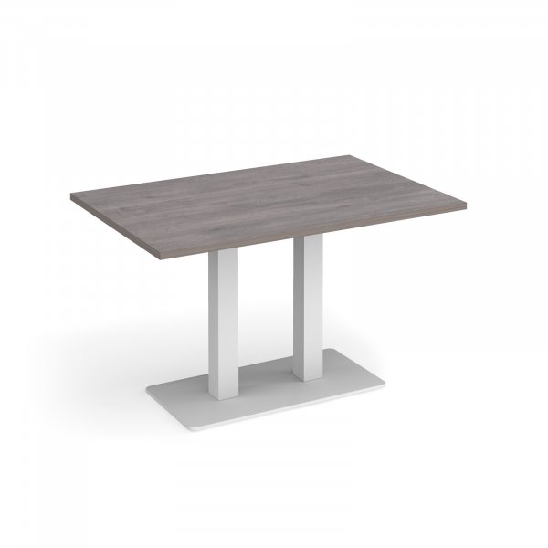 Café Table | 1200 x 800mm | 725mm High | Grey Oak | White Base | Eros