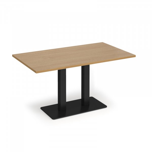 Café Table | 1400 x 800mm | 725mm High | Oak | Black Base | Eros