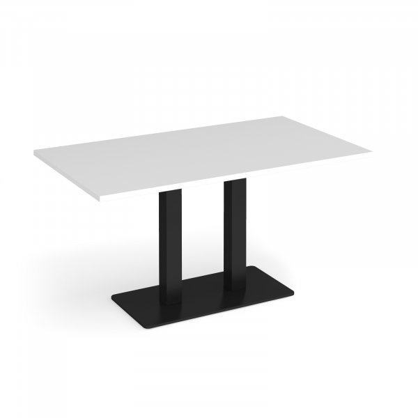 Café Table | 1400 x 800mm | 725mm High | White | Black Base | Eros