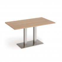 Café Table | 1400 x 800mm | 725mm High | Beech | Brushed Steel Base | Eros