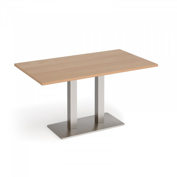 Café Table | 1400 x 800mm | 725mm High | Beech | Brushed Steel Base | Eros