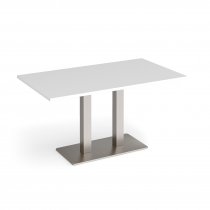 Café Table | 1400 x 800mm | 725mm High | White | Brushed Steel Base | Eros