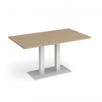 Café Table | 1400 x 800mm | 725mm High | Kendal Oak | White Base | Eros