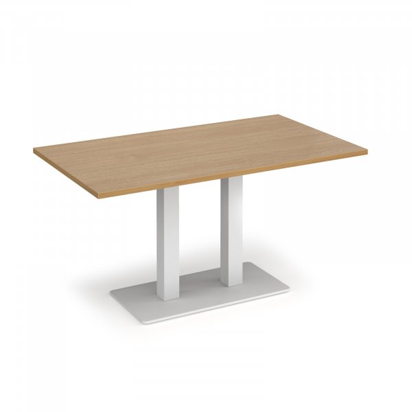 Café Table | 1400 x 800mm | 725mm High | Oak | White Base | Eros