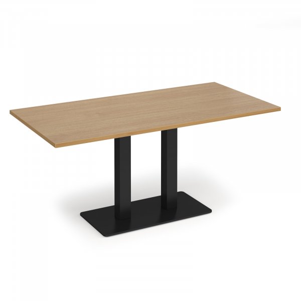 Café Table | 1600 x 800mm | 725mm High | Oak | Black Base | Eros