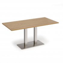 Café Table | 1600 x 800mm | 725mm High | Oak | Brushed Steel Base | Eros