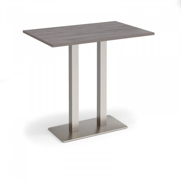 Poseur Table | 1200 x 800mm | 1100mm High | Grey Oak | Brushed Steel Base | Eros