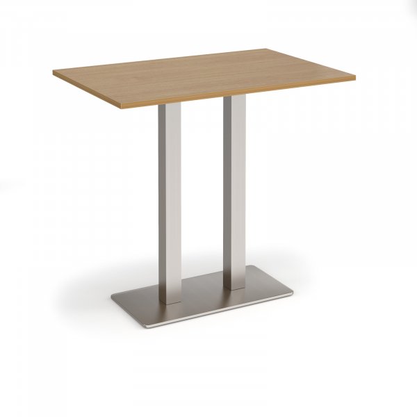 Poseur Table | 1200 x 800mm | 1100mm High | Oak | Brushed Steel Base | Eros