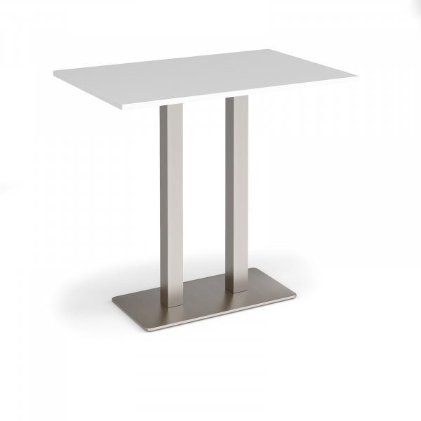 Poseur Table | 1200 x 800mm | 1100mm High | White | Brushed Steel Base | Eros