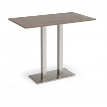 Poseur Table | 1400 x 800mm | 1100mm High | Barcelona Walnut | Brushed Steel Base | Eros