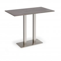 Poseur Table | 1400 x 800mm | 1100mm High | Grey Oak | Brushed Steel Base | Eros