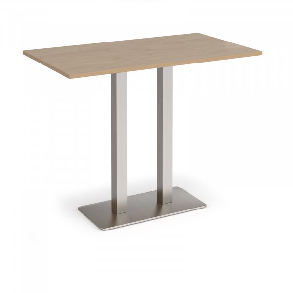 Poseur Table | 1400 x 800mm | 1100mm High | Kendal Oak | Brushed Steel Base | Eros