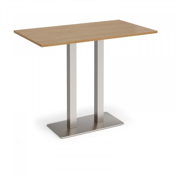 Poseur Table | 1400 x 800mm | 1100mm High | Oak | Brushed Steel Base | Eros