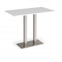 Poseur Table | 1400 x 800mm | 1100mm High | White | Brushed Steel Base | Eros