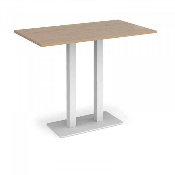 Poseur Table | 1400 x 800mm | 1100mm High | Kendal Oak | White Base | Eros