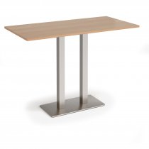 Poseur Table | 1600 x 800mm | 1100mm High | Beech | Brushed Steel Base | Eros