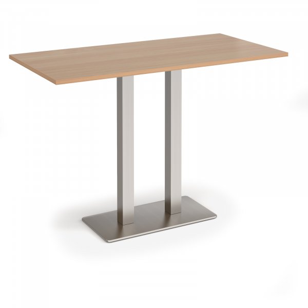 Poseur Table | 1600 x 800mm | 1100mm High | Beech | Brushed Steel Base | Eros