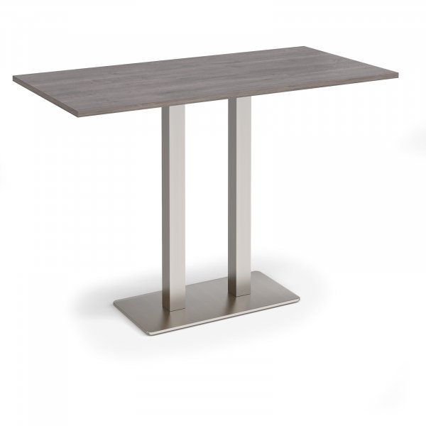 Poseur Table | 1600 x 800mm | 1100mm High | Grey Oak | Brushed Steel Base | Eros