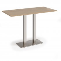 Poseur Table | 1600 x 800mm | 1100mm High | Kendal Oak | Brushed Steel Base | Eros