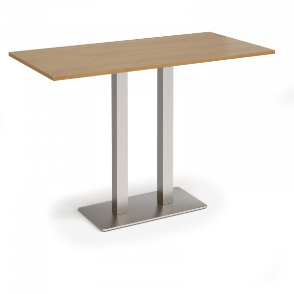 Poseur Table | 1600 x 800mm | 1100mm High | Oak | Brushed Steel Base | Eros