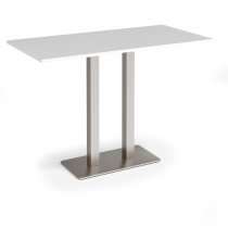 Poseur Table | 1600 x 800mm | 1100mm High | White | Brushed Steel Base | Eros