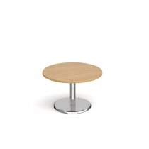 Circular Coffee Table | 800 x 800mm | 490mm High | Oak | Round Chrome Base | Pisa