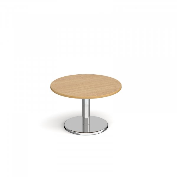 Circular Coffee Table | 800 x 800mm | 490mm High | Oak | Round Chrome Base | Pisa