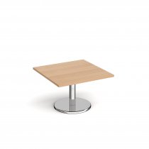 Square Coffee Table | 800 x 800mm | 490mm High | Beech | Round Chrome Base | Pisa