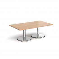 Rectangular Coffee Table | 1400 x 800mm | 490mm High | Beech | Round Chrome Base | Pisa