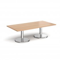 Rectangular Coffee Table | 1600 x 800mm | 490mm High | Beech | Round Chrome Base | Pisa